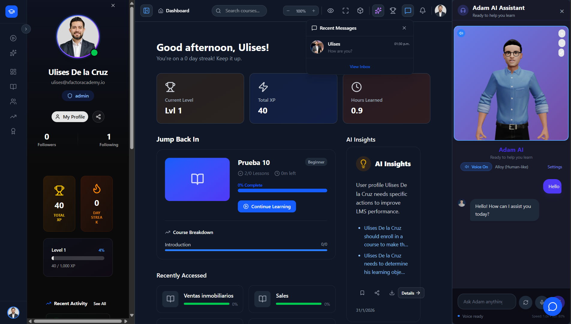 Dashboard XFactor Academy